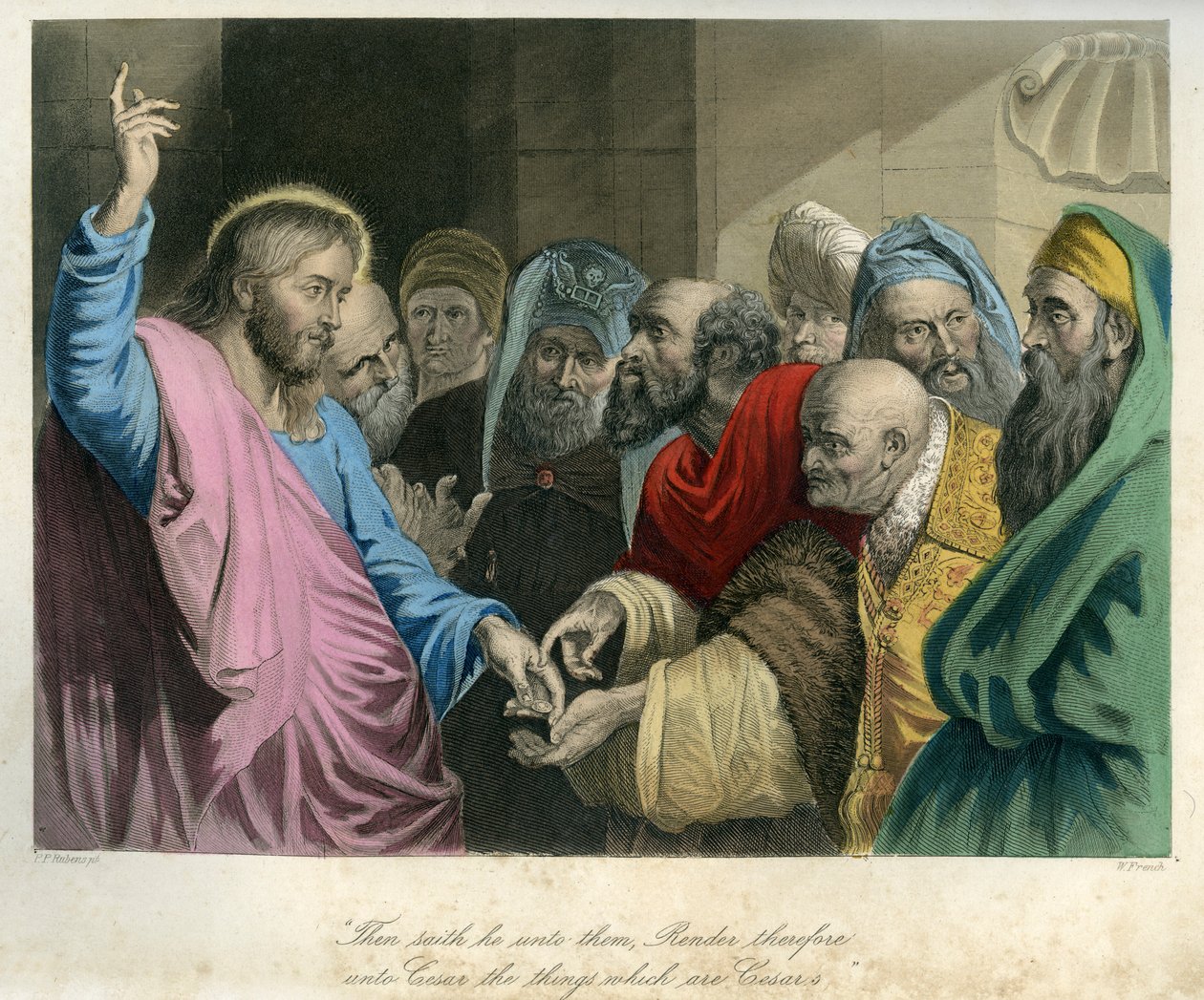 Jesus holder den romerske mønt - Bibelen, Det Nye Testamente af Unbekannter Künstler