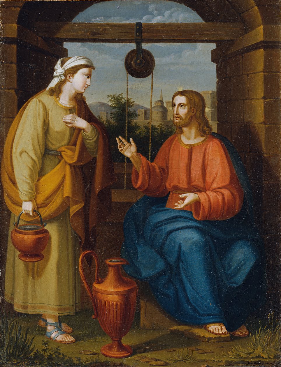 Jesus og den samaritanske kvinde ved brønden af Unbekannter Künstler