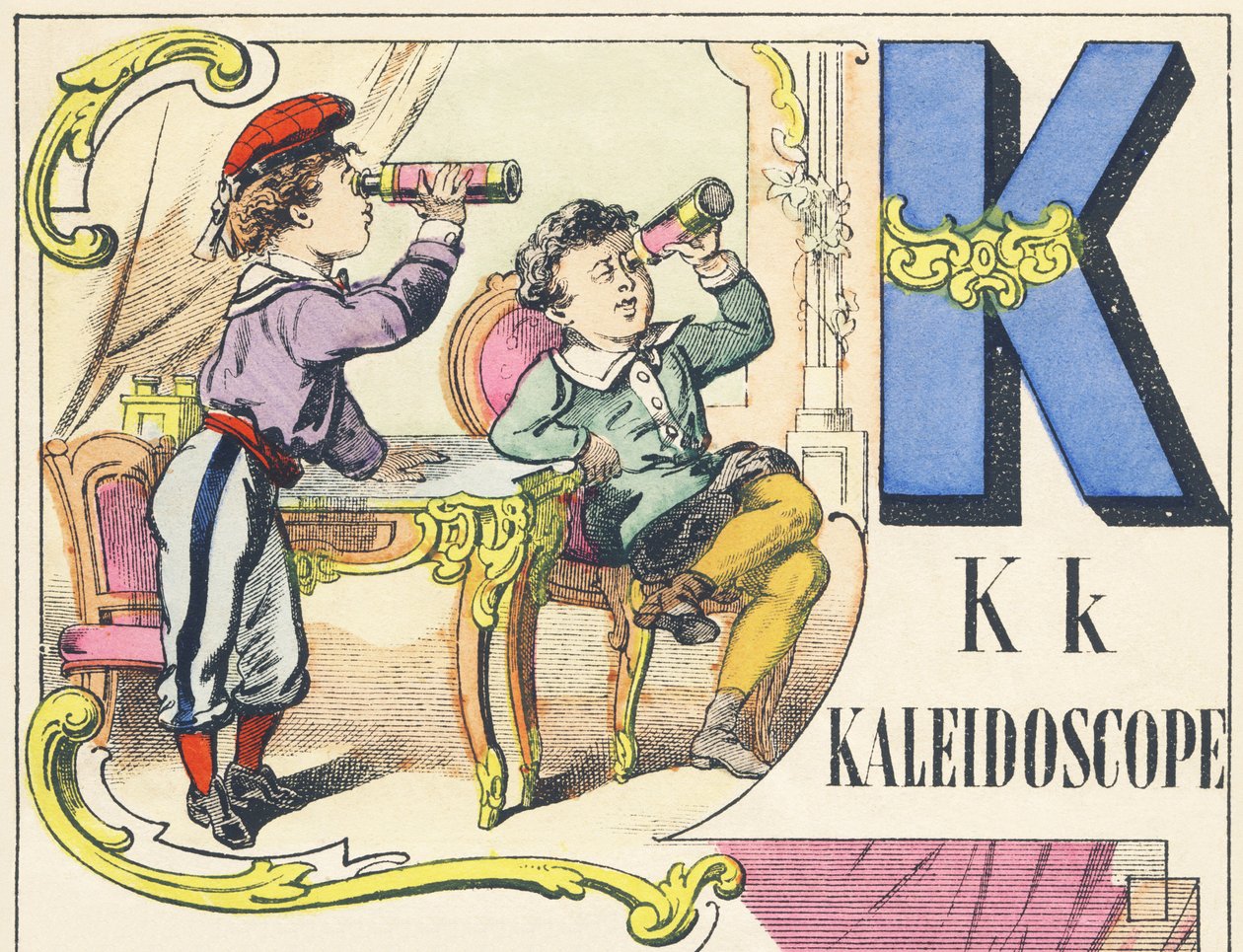 K : kalejdoskop - Spilalfabet, ca. 1890 (illustration) af Unbekannt