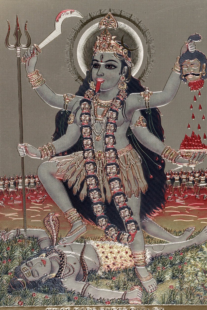 Kali: Hinduisk gudinde for tid, skabelse, ødelæggelse, vold og magt. af Unbekannter Künstler