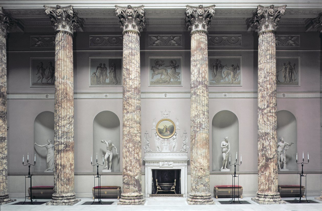 Kedleston Hall, Interiør af Marble Hall, bygget af Robert Adam (1728-92), Derbyshire, Storbritannien (foto) af Unbekannt