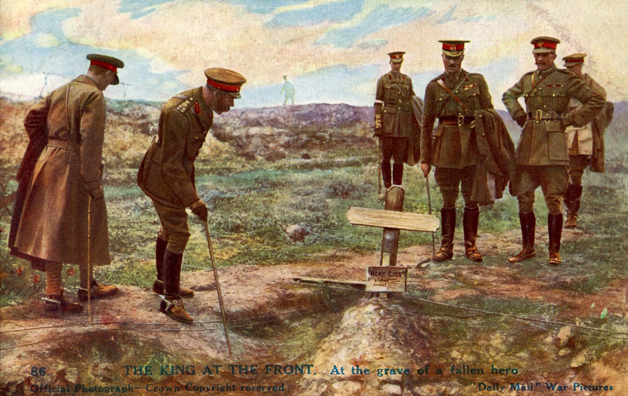 Kong George V besøger en soldats grav af Unbekannter Künstler