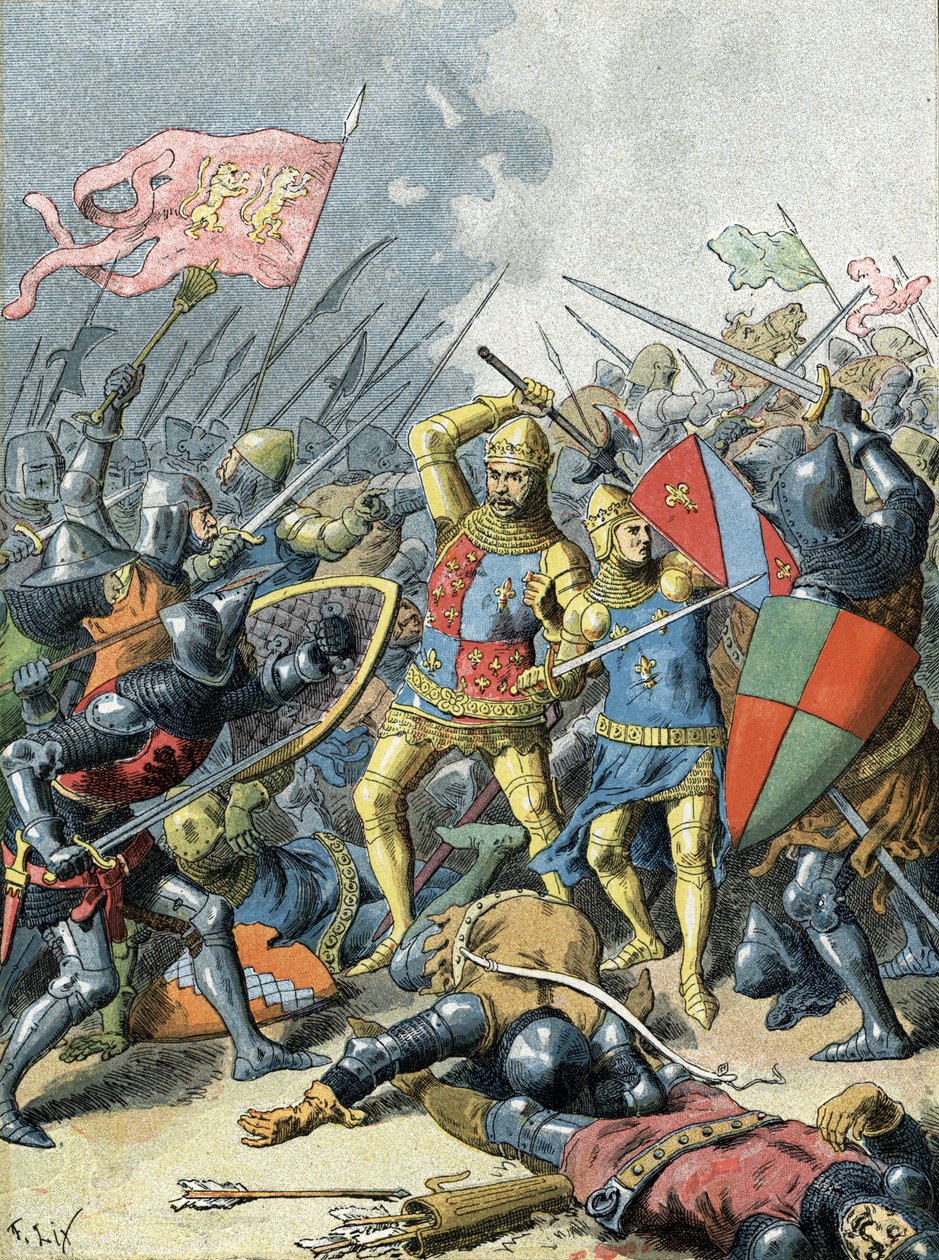 Kong Johannes II den Gode i slaget ved Poitiers (1356) af Unbekannter Künstler