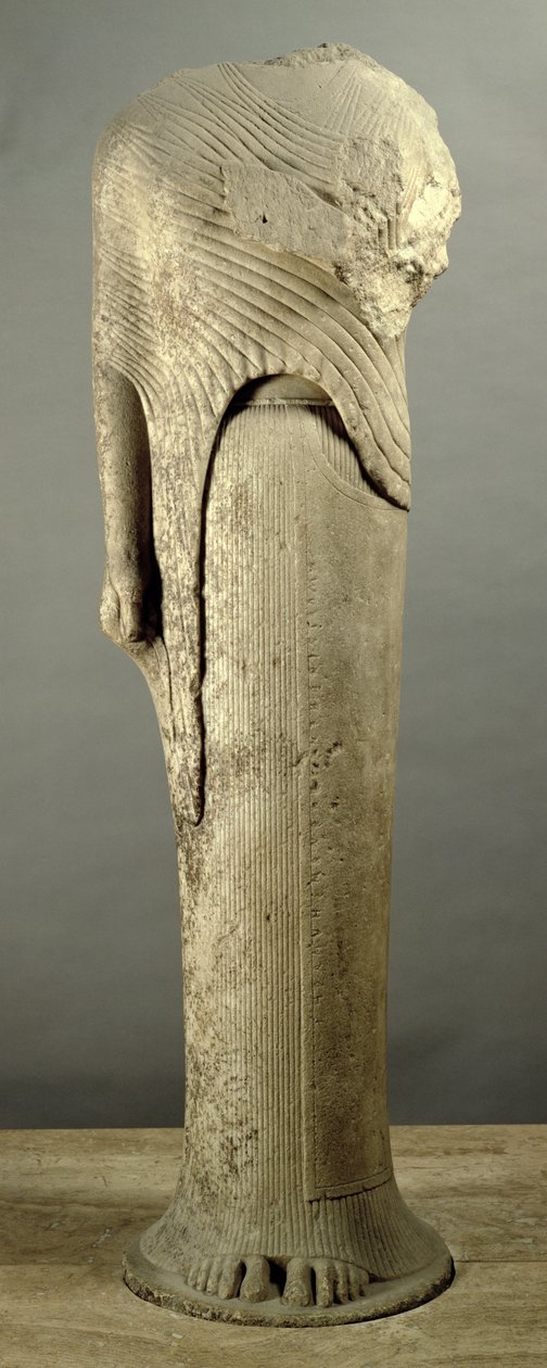 Kore-figur dedikeret af Cheramyes, fra Helligdommen i Hera, Samos, ca. 570 f.Kr. (marmor) af Unbekannt