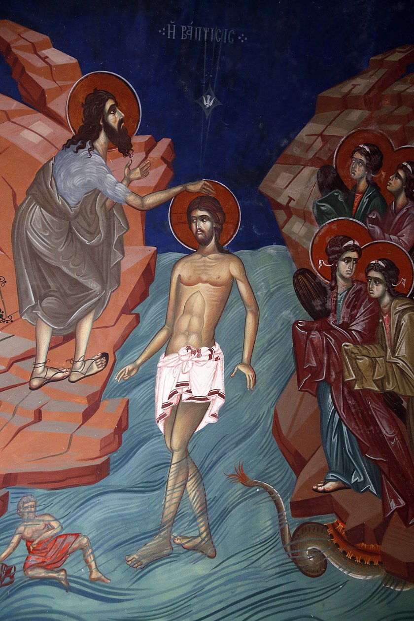 Kykkos kloster, Cypern. Jesu dåbsfresko, 20150510, Pedoulas, Cypern af Unbekannt