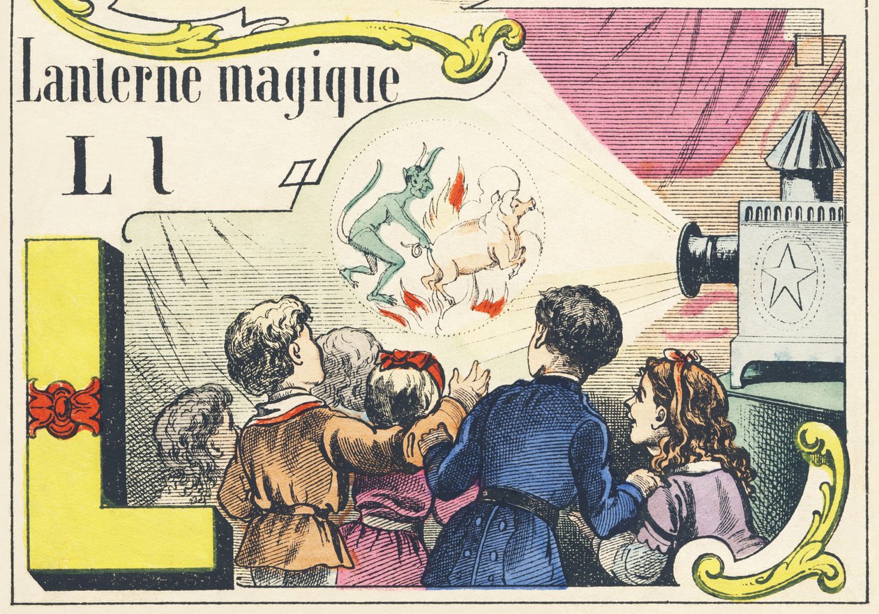 L: magisk lanterne - Spilalfabet, ca. 1890 (illustration) af Unbekannt