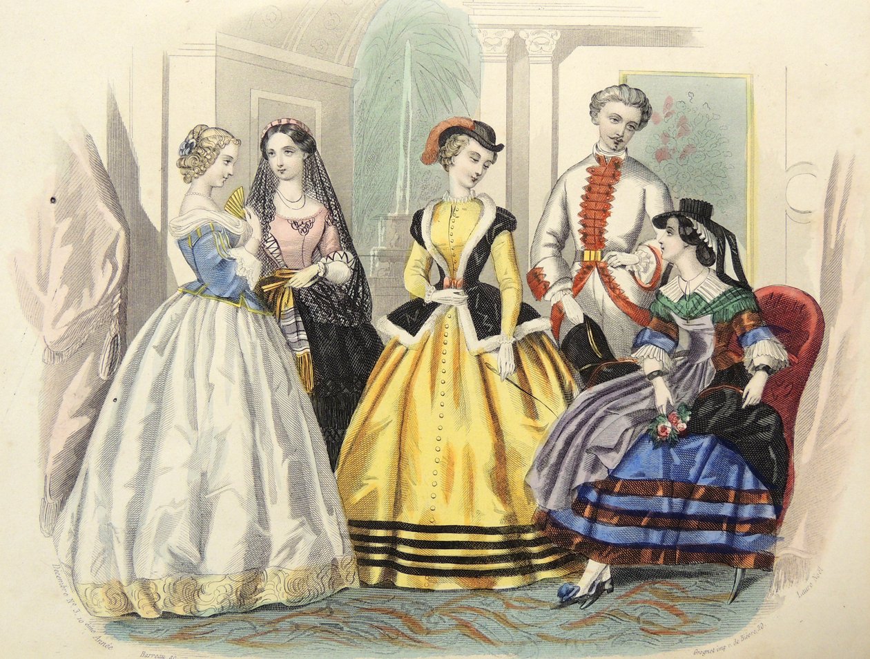 Damemode fra Paris, ca. 1860. af Unbekannter Künstler