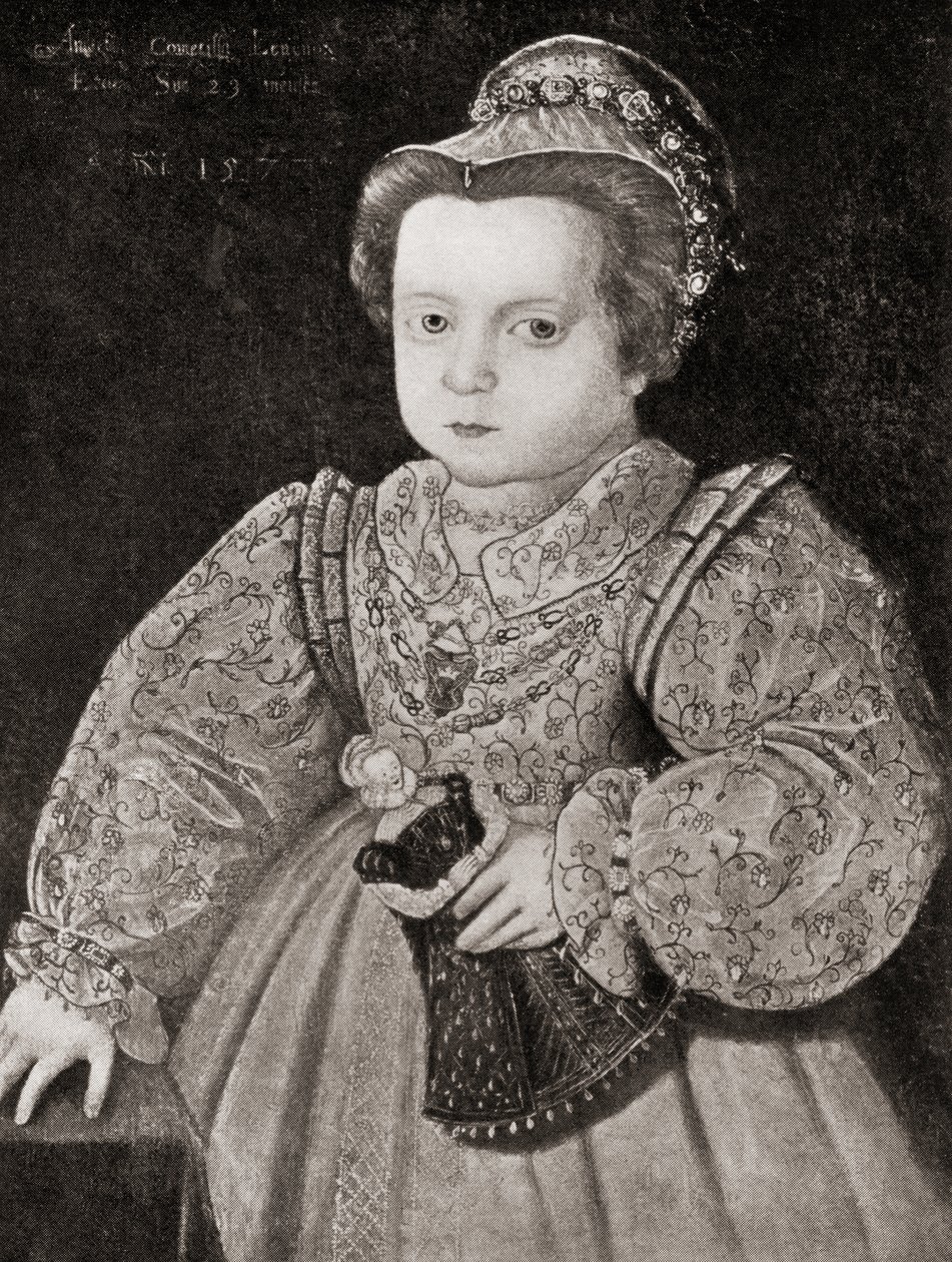 Lady Arbella Stuart som barn, fra The Girl Through the Ages, udgivet 1933 (litho) af Unbekannt