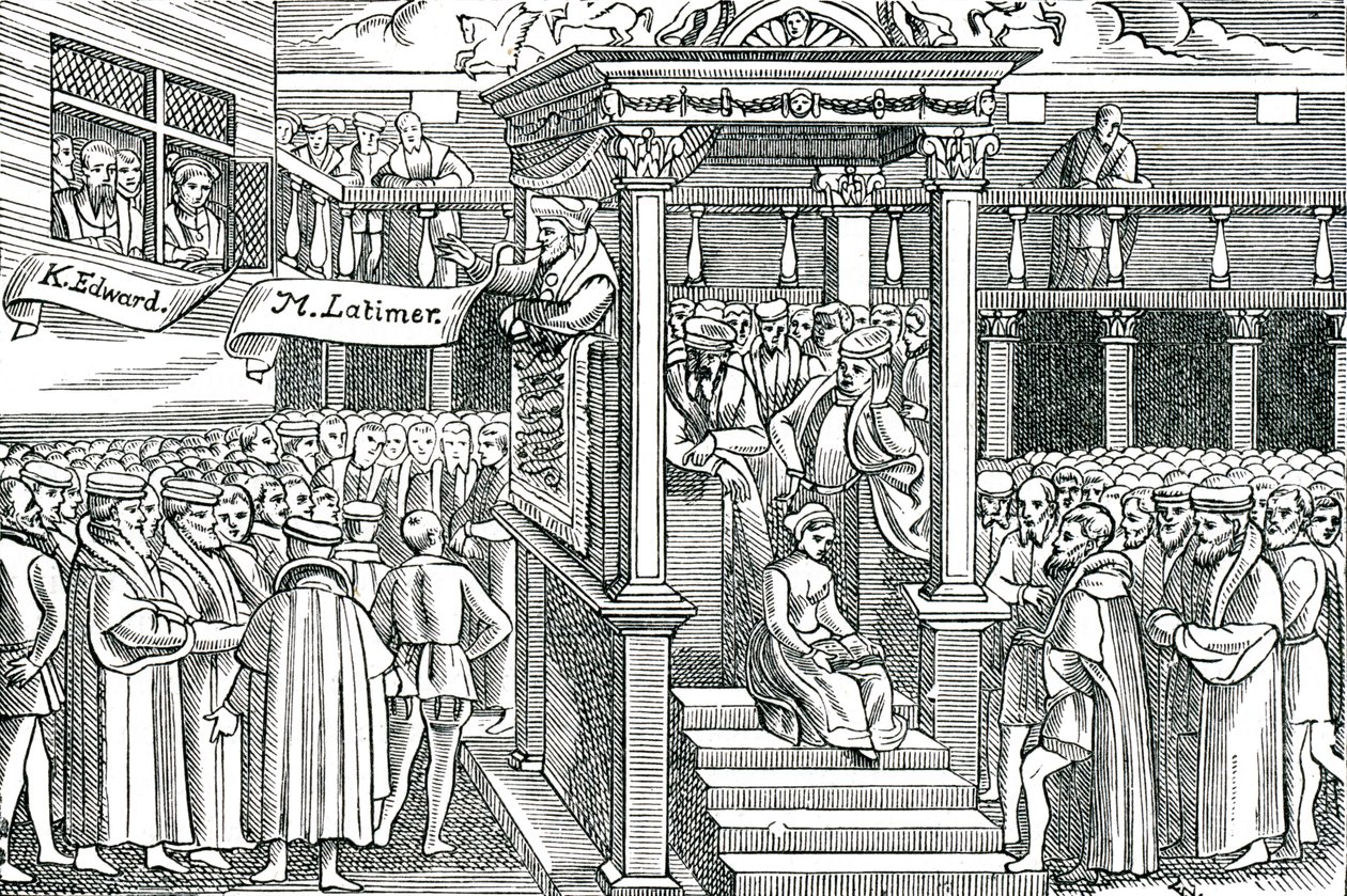 Latimer prædikede før Edward VI af Unbekannter Künstler