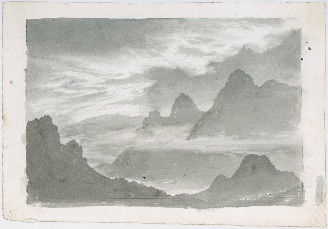 Lag af stratus, der omkranser bjergskråninger, ca. 1803-1811 af Unbekannter Künstler