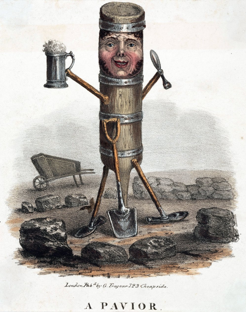 Brolæggeren, figur konstrueret med redskaber fra hans fag, omkring 1810-1860 af Unbekannt