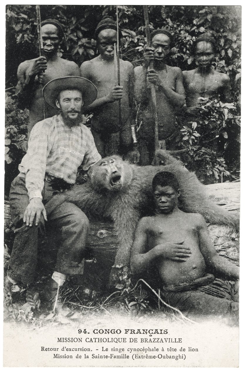 Cynocephalic abe med løvehoved, ca. 1910 (litho) af Unbekannt