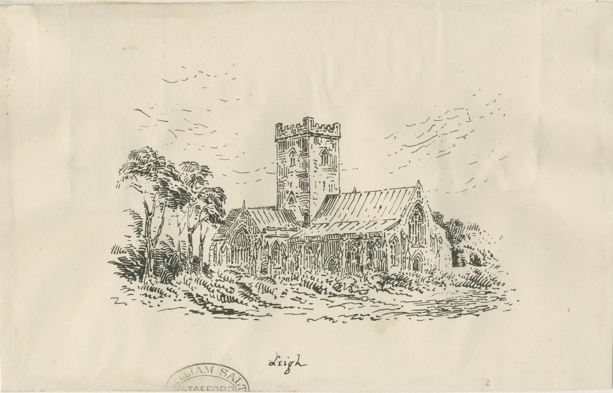 Leigh Church: litografi, og [?19. århundrede] af Unbekannt