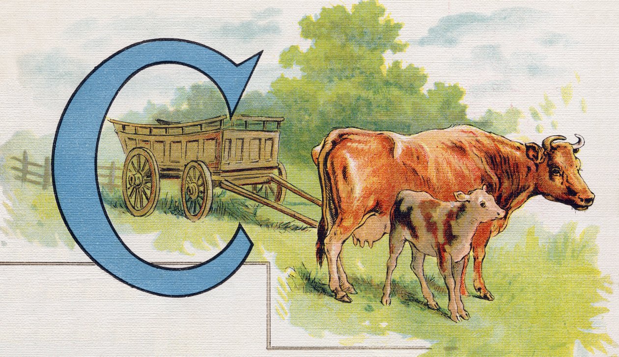 Bogstav C: Vogn. Indgravering i "ABC L