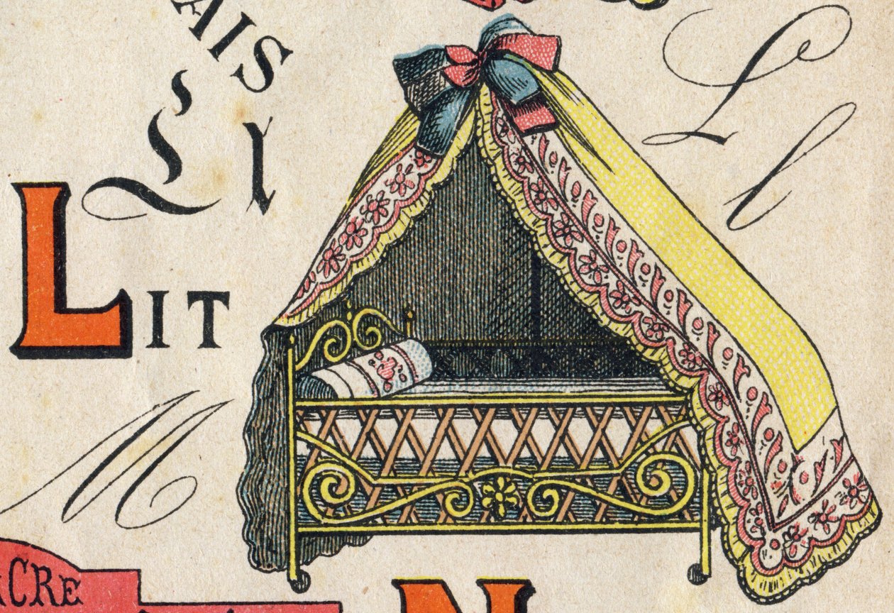 Bogstav L. Indgravering i "ABC Toys". Epinal billeddannelse i kromolitografi, ca. 1890. Lille hæfte på 8 sider. Mål: 195x135mm, beregnet til at modtage en annonce i 4. omslag. Bruges derhjemme, det tilbyder en berømt abecedary og en lille læsemetode. af Unbekannt