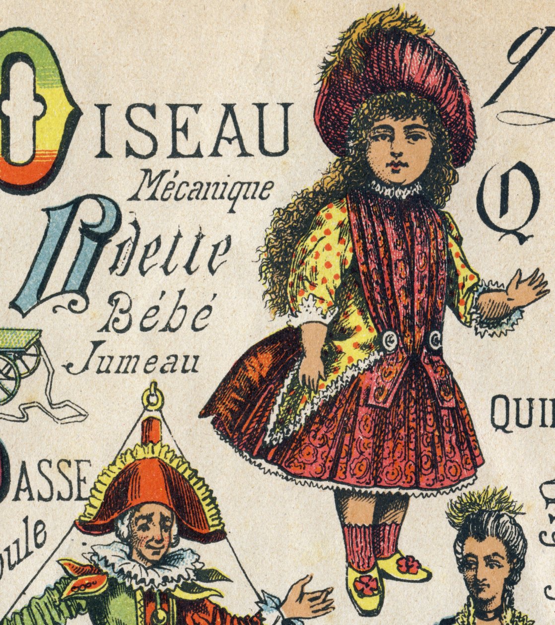 Bogstav O. Indgravering i "ABC Toys". Epinal billeddannelse i kromolitografi, ca. 1890. Lille hæfte på 8 sider. Mål: 195x135mm, beregnet til at modtage en annonce i 4. omslag. Bruges derhjemme, det tilbyder en berømt abecedary og en lille læsemetode. af Unbekannt