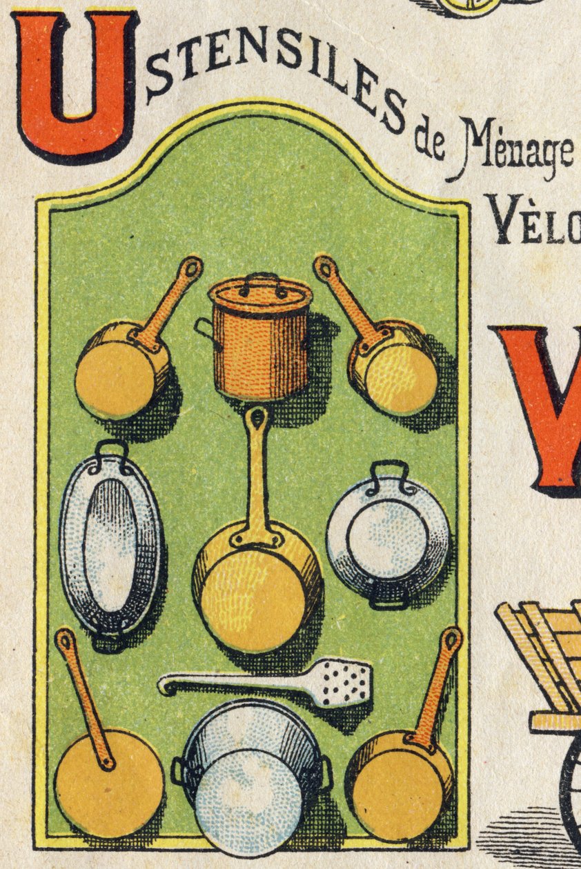 Bogstav U. Cocote, komfur, egern, gryde... Indgravering i "ABC Toys". Epinal billeddannelse i kromolitografi, ca. 1890. Lille hæfte på 8 sider. Mål: 195x135mm, beregnet til at modtage en annonce i 4. omslag. Bruges derhjemme, det tilbyder en berømt ab af Unbekannt