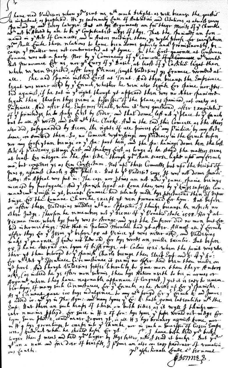 Brev skrevet af John Donne til Sir Robert Cotton, der med kritik returnerer en kopi af afhandlingen 