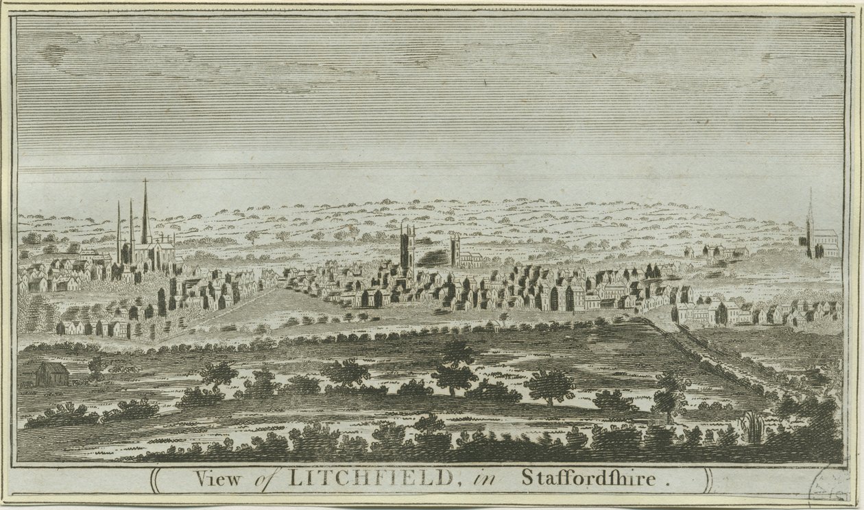 Lichfield - South West View: gravering, nd [c 1780-85] af Unbekannt