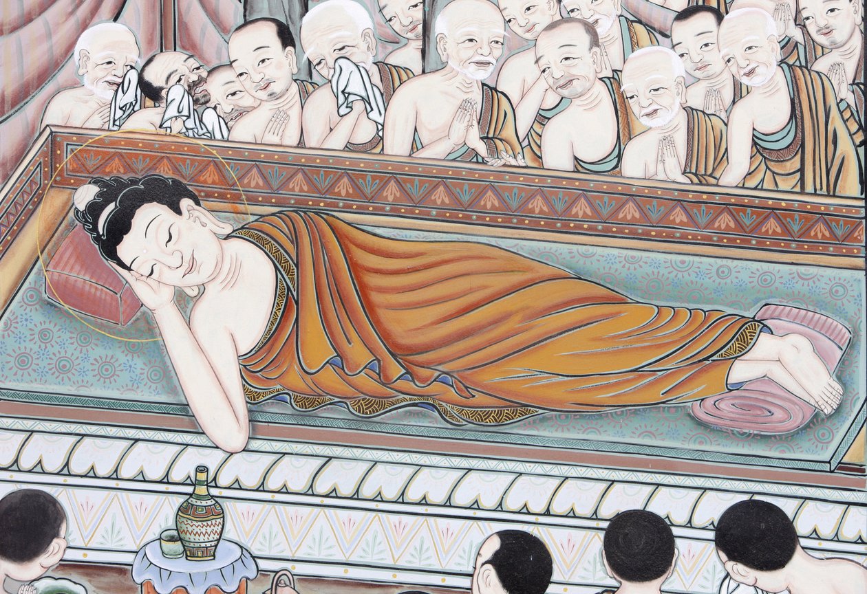 Buddhas liv Efter 45 års undervisning i Dharma gik Buddha over i Parinirvana, Seoul, Coree du Sud af Unbekannt