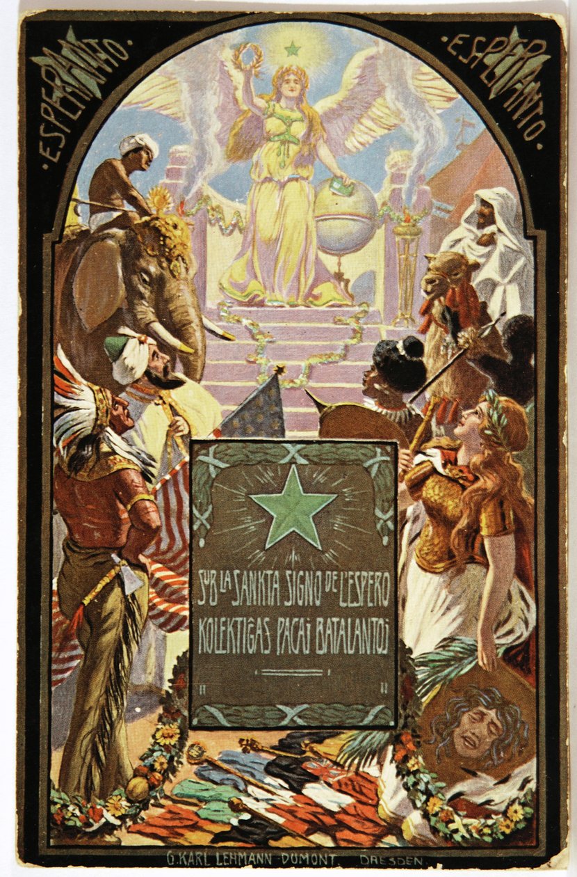 Litteratur. Lingvistik. Allegori af esperanto (europæisk fællessprog.) Postkort, Ungarn af Unbekannter Künstler