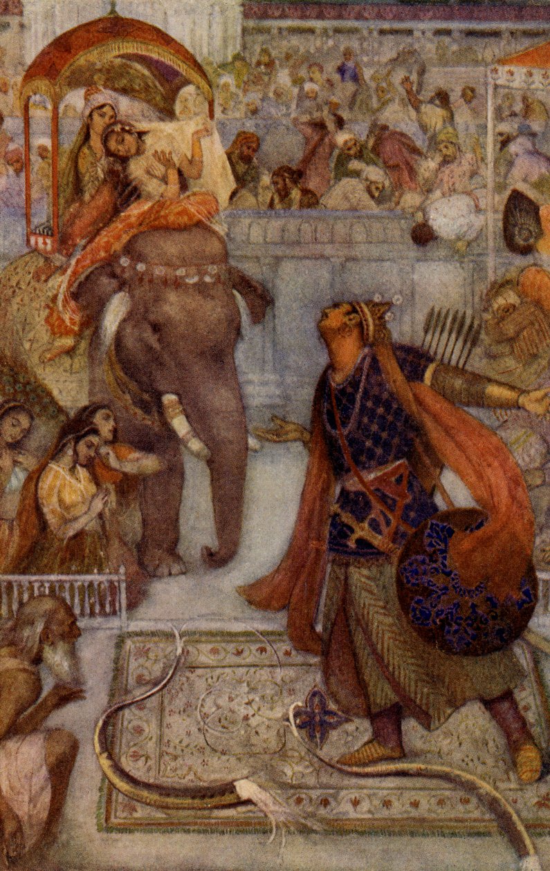 Lord Rama bryder Shivas bue af Unbekannter Künstler