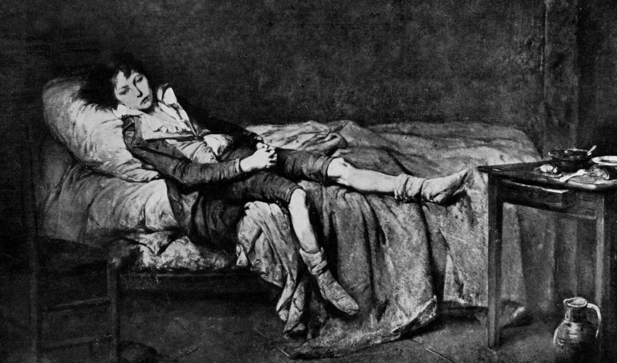 Louis XVII (1785-1795) forlænget i sin celle i Tempelfængslet, hvor han har været indespærret siden 13. august. af Unbekannter Künstler