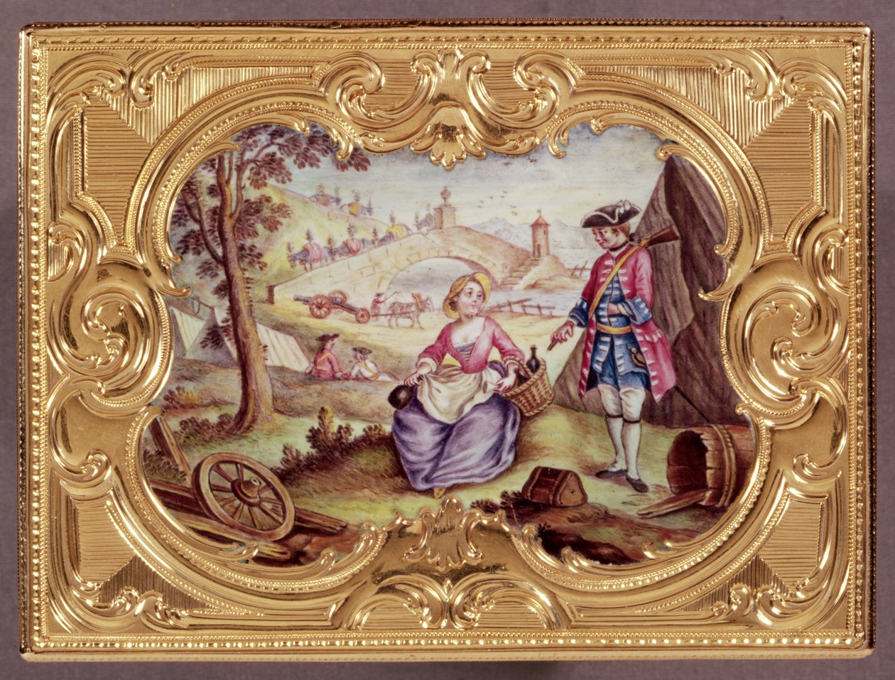 Louis XV emalje og guld snusboks, af J.F.Garaud af Unbekannt