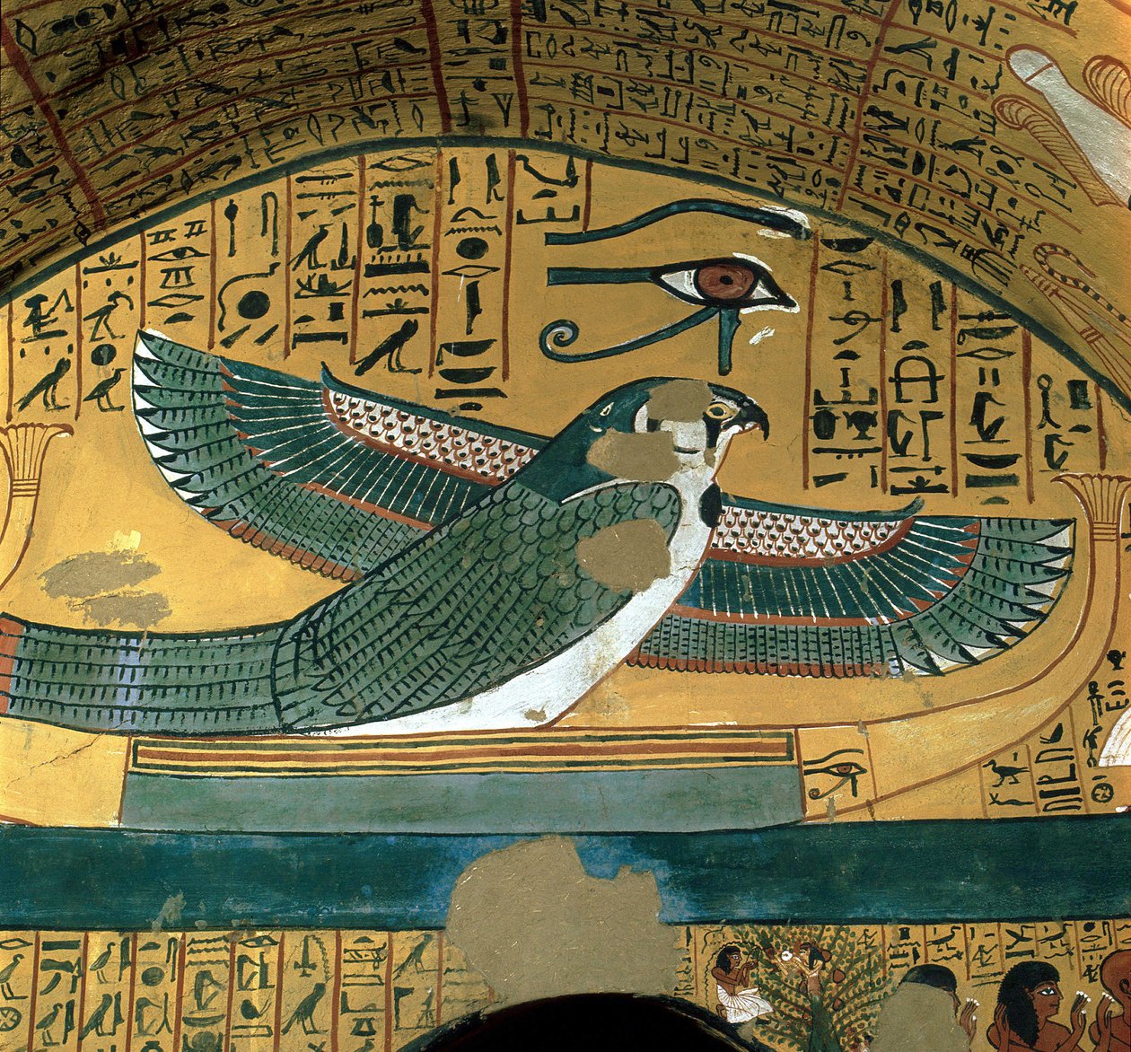 Luxor (Luxor, Luxor) Theben: Deir el Medineh, Necropole des artisans. Guden Horus i et grav 18. dynasti. af Leopold Blonder