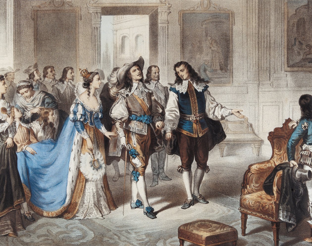 MURILLO, Bartolome Esteban (1617-1682). Maleren Murillo besøger El Escorial" ("Maleren Murillo besøger El Escorial"). Litografi af L. Turgis af Unbekannter Künstler