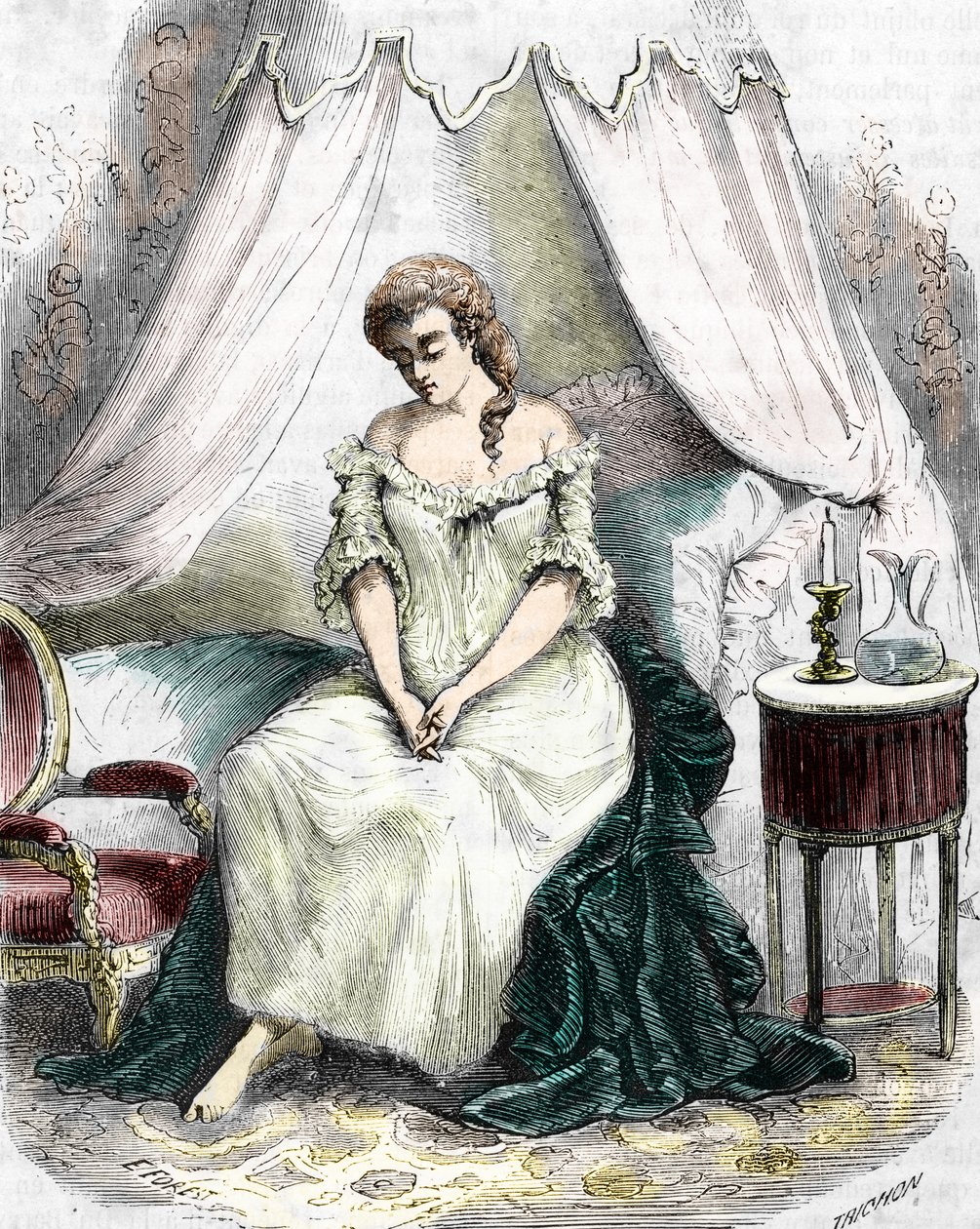 Madame du Barry spærret inde i klosteret Pont-aux-Dames i 1774. 1800-tallet (gravering) af Alec Hunter