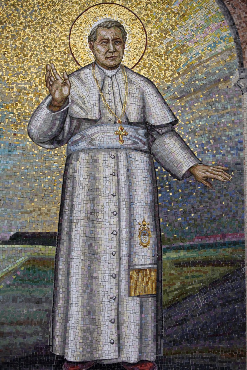 Madonna della Scala benediktinerkloster, Noci, Apulien Mosaik forestillende pave Pius X, Noci, Italien af Unbekannt
