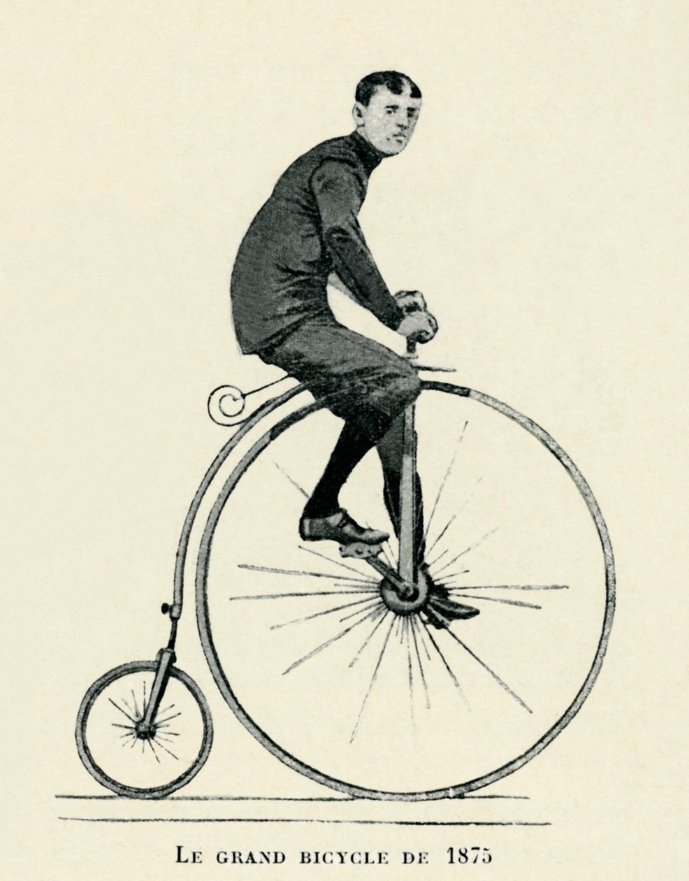 Mand rider på Penny-farthing af Unbekannter Künstler