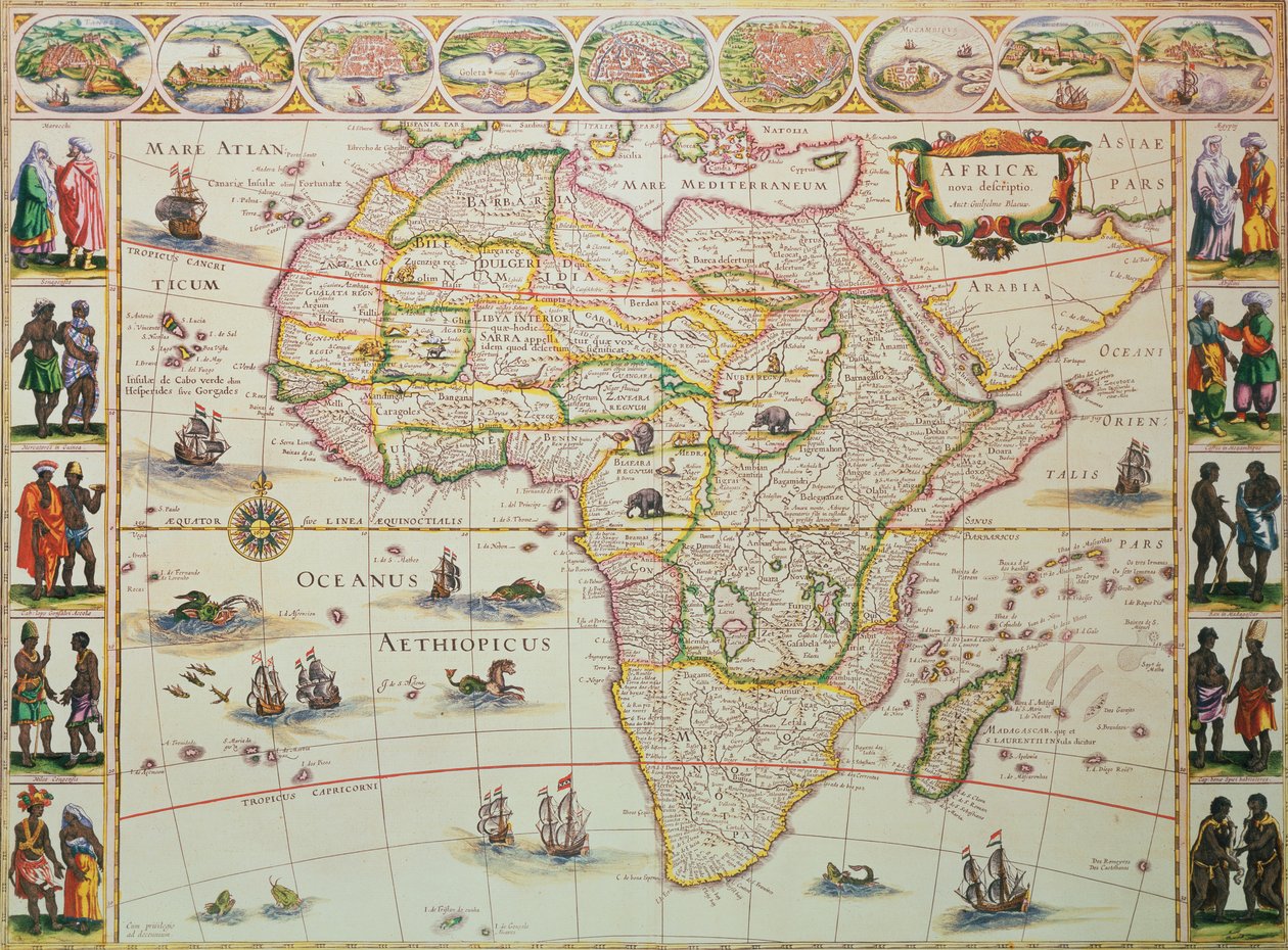 Kort over Afrika af Unbekannter Künstler