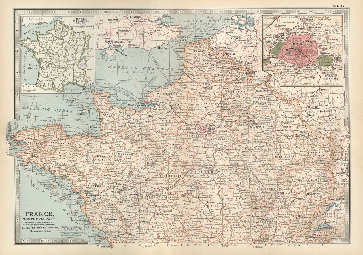 Kort over Frankrig, ca. 1900 (gravering) af Unbekannter Künstler