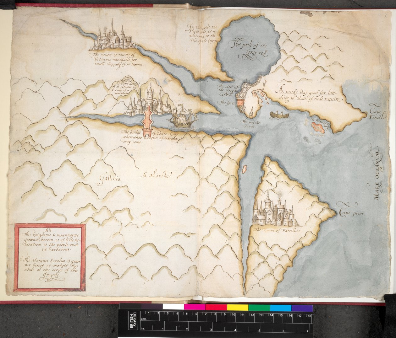 Kort over La Coruna, ca. 1589 af Unbekannter Künstler