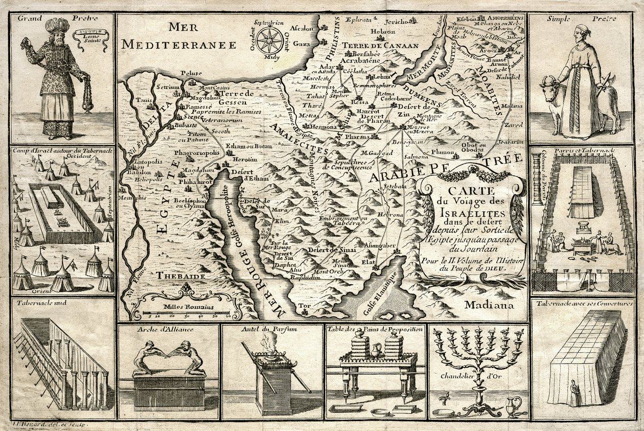 Kort over israelitternes rejse, siden de forlod Egypten af Unbekannter Künstler