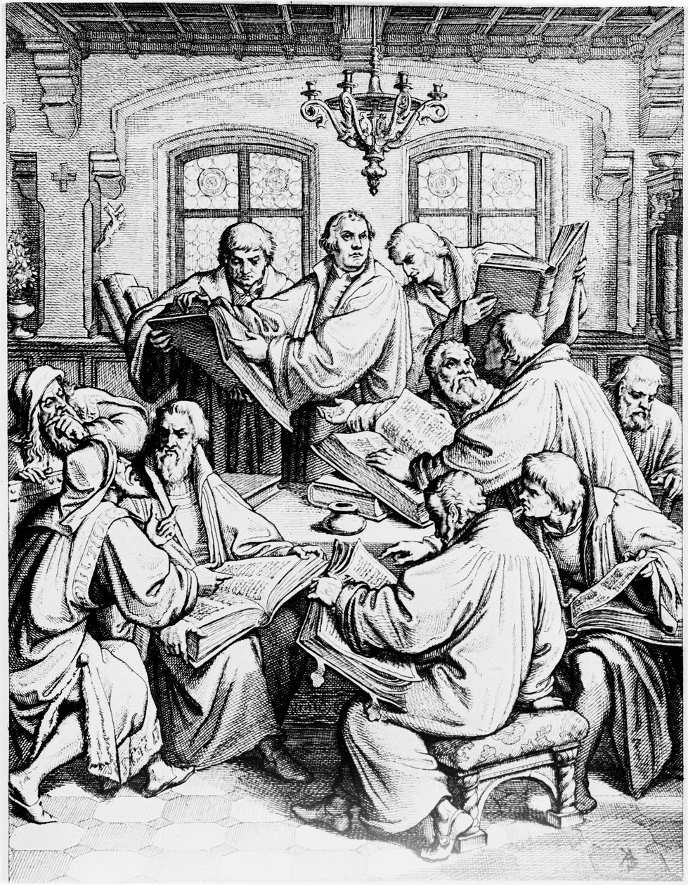 Martin Luther oversætter Bibelen fra latin til tysk af Unbekannter Künstler