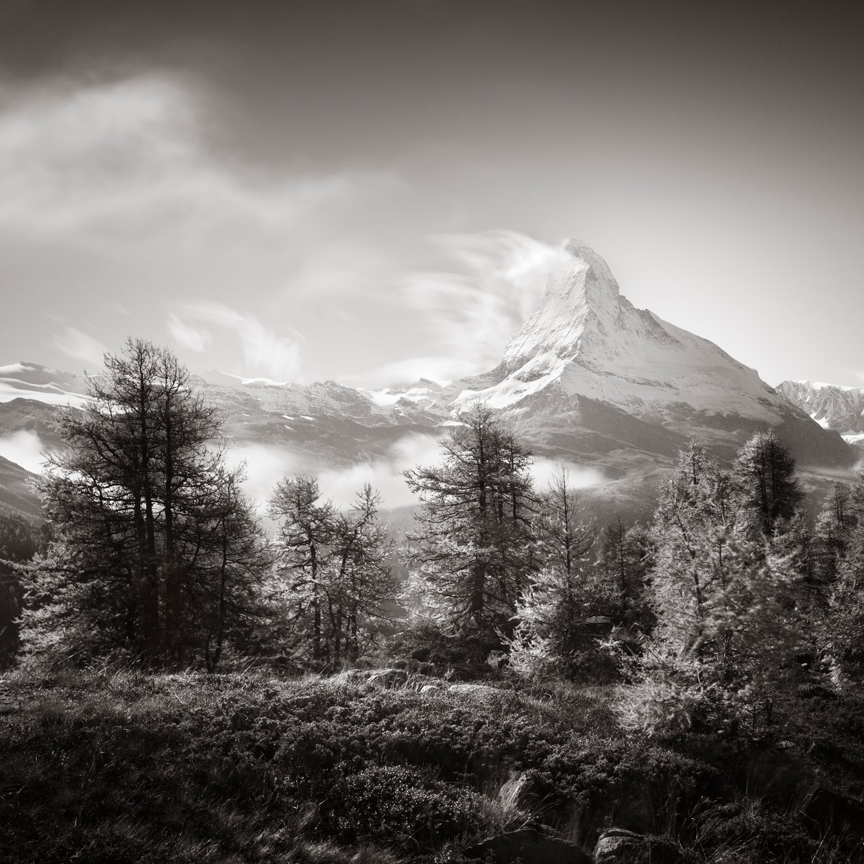 Matterhorn Study 3, Schweiz, 2014 (s/h-billede) af Leopold Blonder