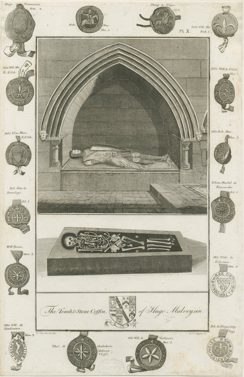 Mavesyn Ridware  - Tomb of Hugo Mavesyn: engraving, 1785 af Unbekannt
