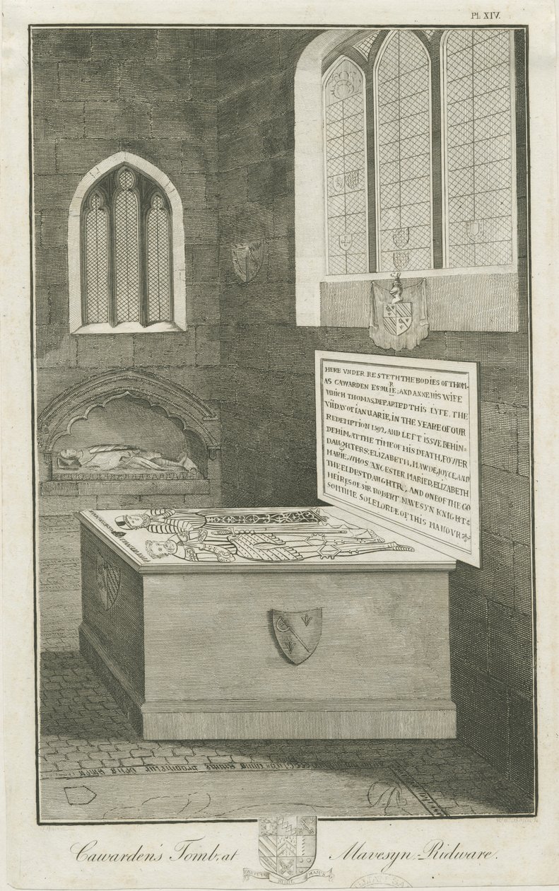 Mavesyn Ridware - Tomb of Thomas Carwarden: gravering, nd [slutningen af det 18. århundrede] af Unbekannt
