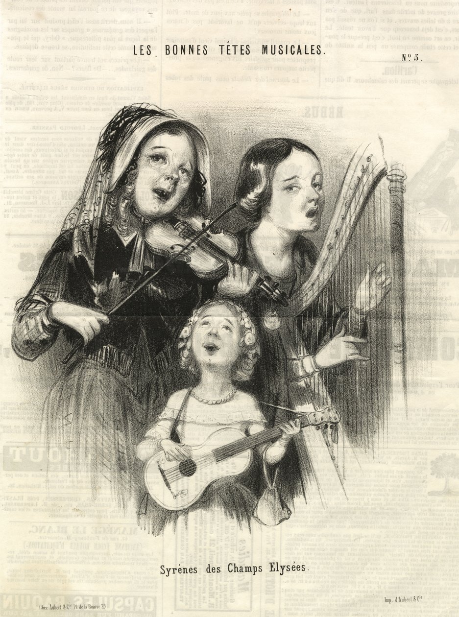Havfruer på Champs Elysees (Charivari), Paris 1846 (gravering) af Unbekannter Künstler