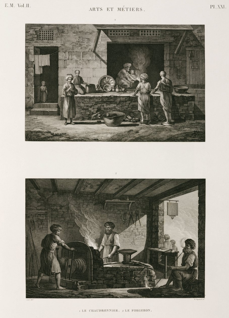 Metaller, kobber Kobbersmed og smed, Egypten, ca 1798 af Unbekannt