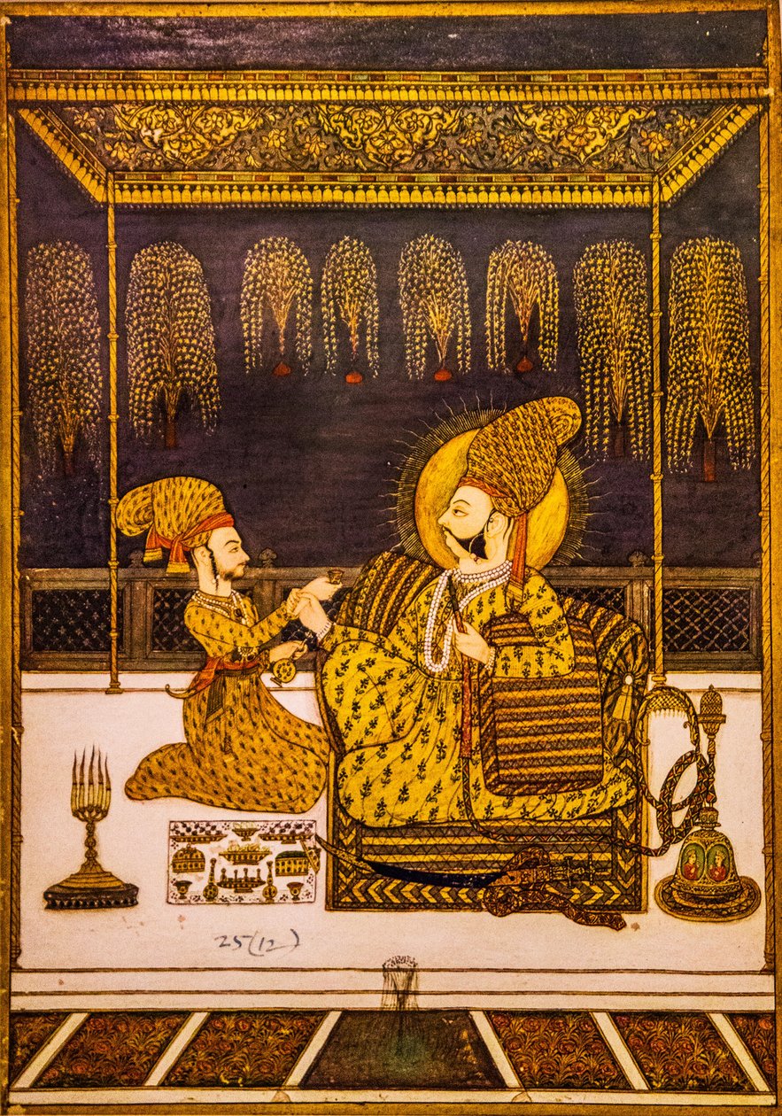 Miniaturemaleri, Mehrangarh Fort, Jodhpur, Jodhpur, Rajasthan, Indien, Asien (foto) af Unbekannter Künstler
