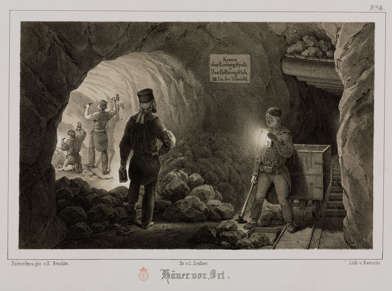Minedrift, Metal Ores Miners, Tyskland, c 1851 af Unbekannt