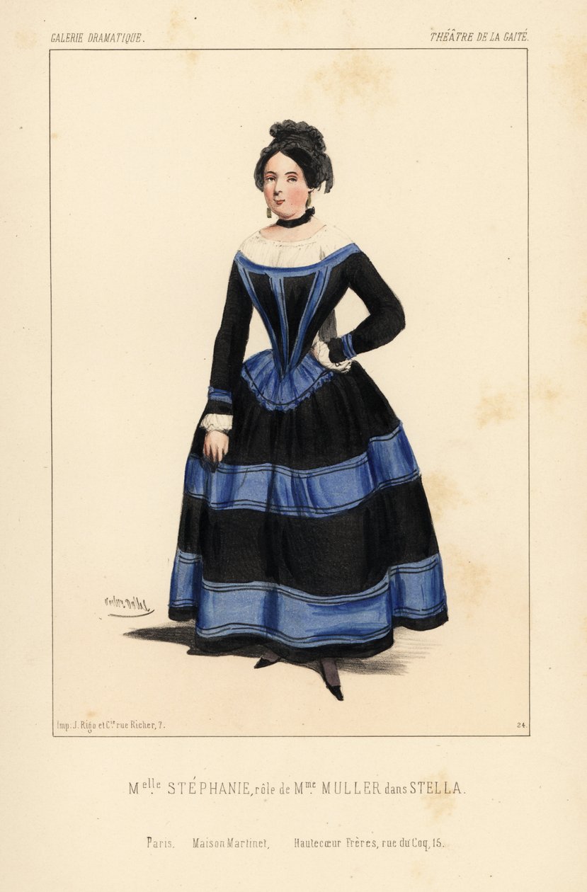 Miss Stephanie som Madame Muller i Stella af Anicet Bourgeois, Theatre de la Gaite af Unbekannter Künstler