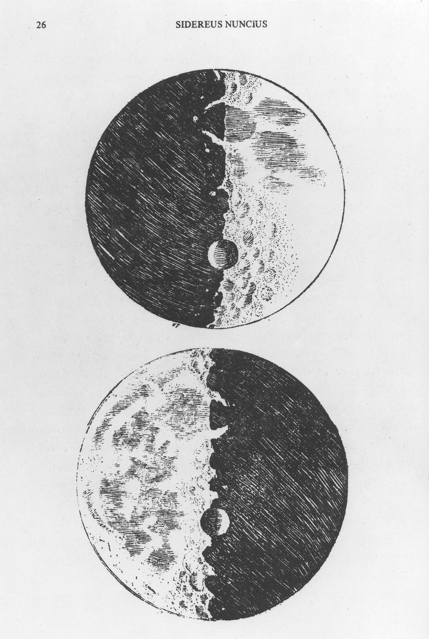Månetegning af Galileo, ca 1610 af Unbekannt