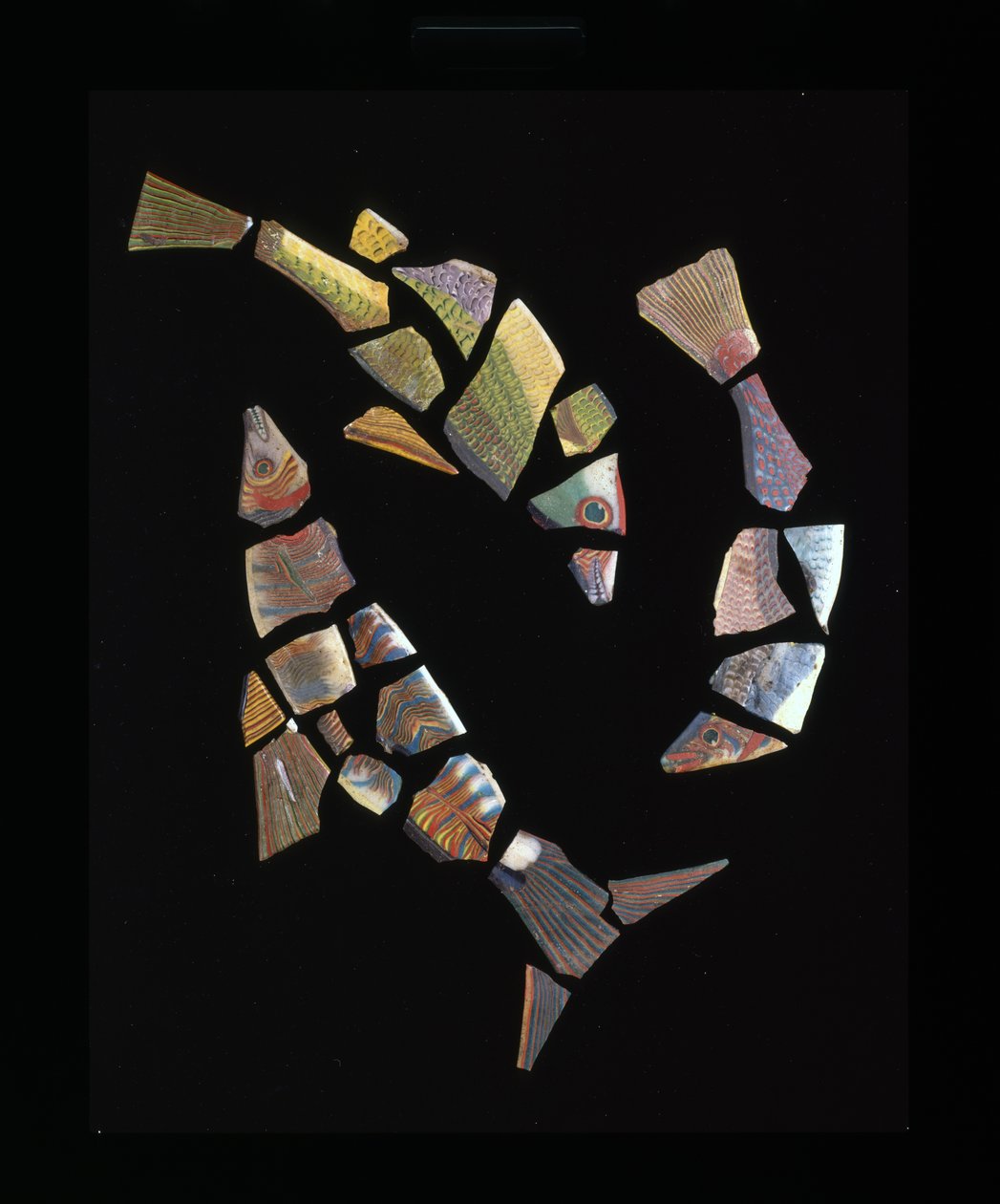 Mosaic fish tile fragments, c.1st century BC - 1st century ADdani af Unbekannt