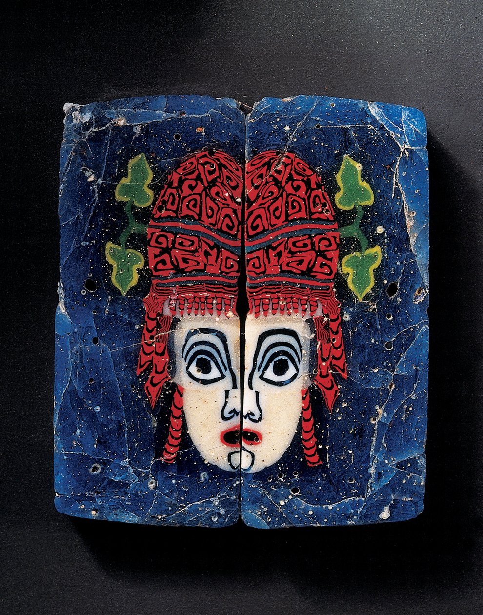 Mosaic inlay of a new comedy Maenad mask, Romano-Egyptian, c.1st century BCdani af Unbekannt