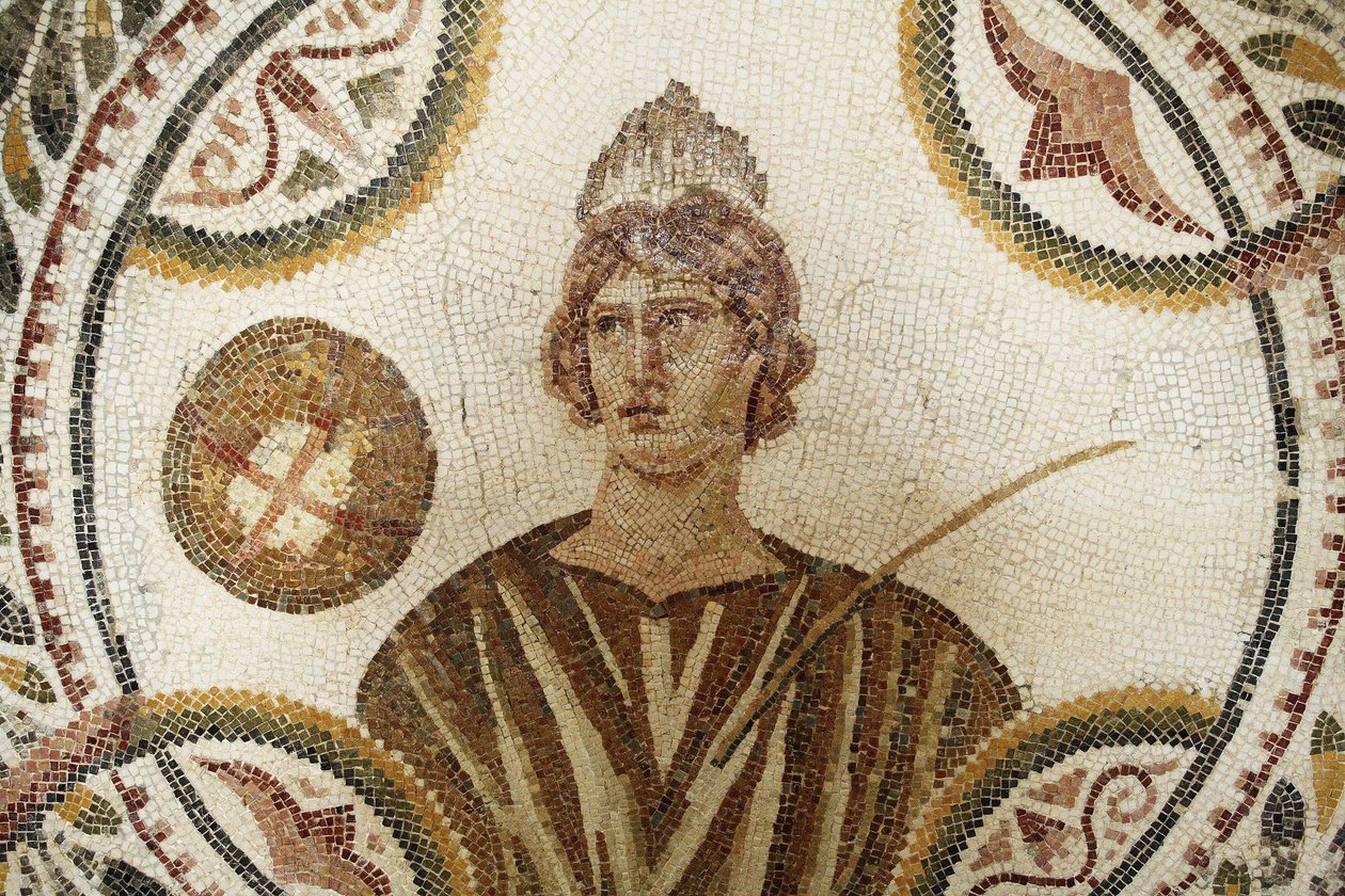 Mosaik: en af de ni muser. Polymnia: religiøs og retorisk sang (detalje). III AD/Musee d